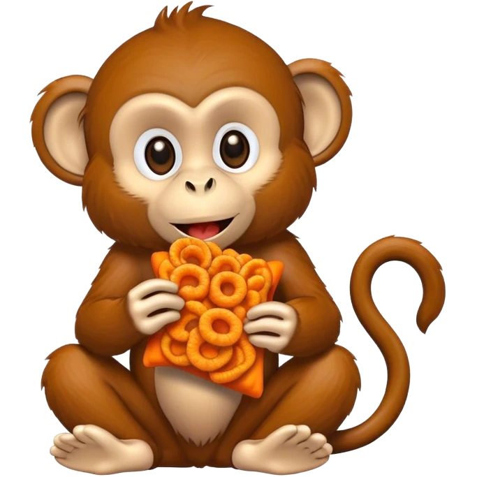 Monkey eating Cheetos emoji