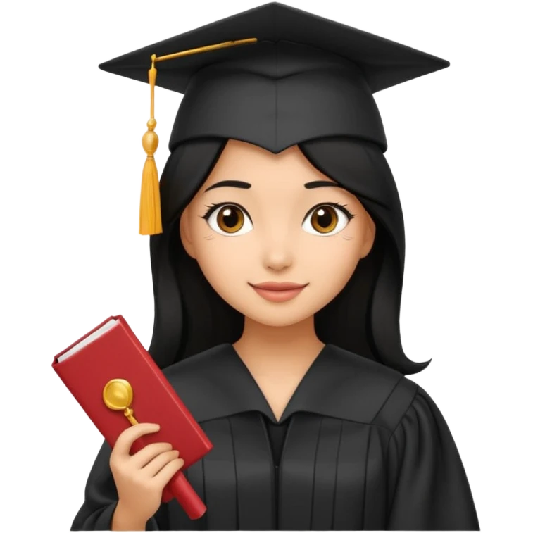 girl with beautiful black hair and graduation hat and diploma emoji ios 18 emoji