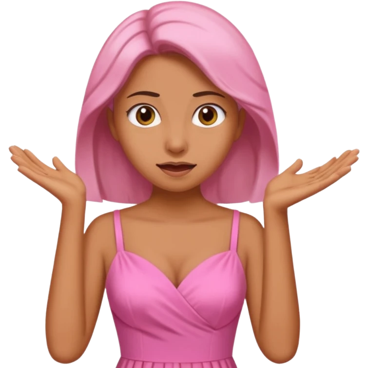 rubia vestida de rosa haciendo expresiones emoji