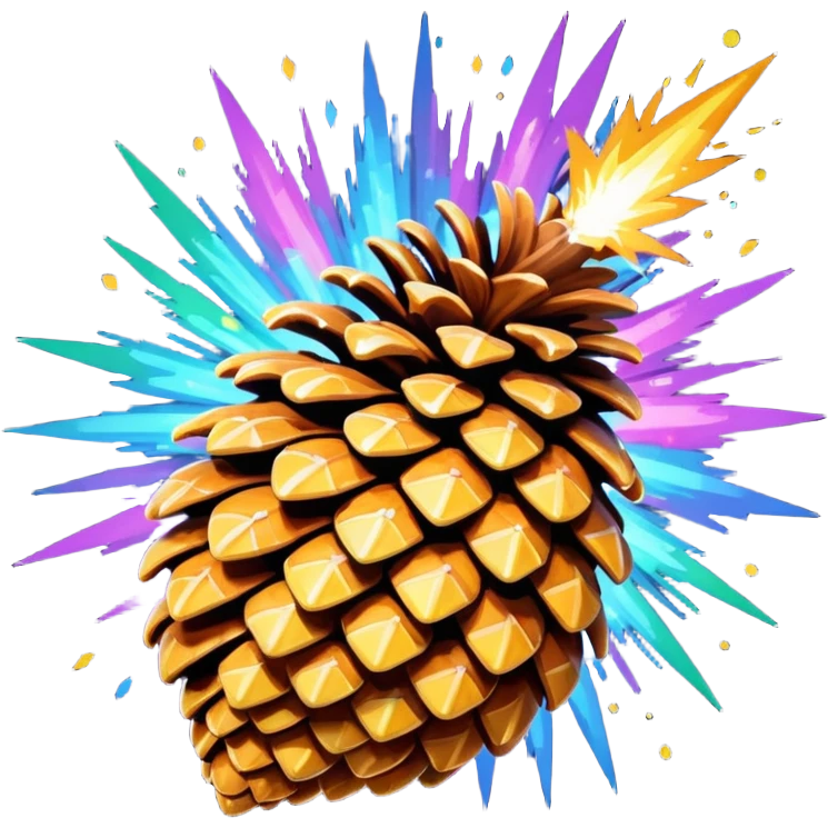 Psychedelic pine cone exploding sparkles emoji