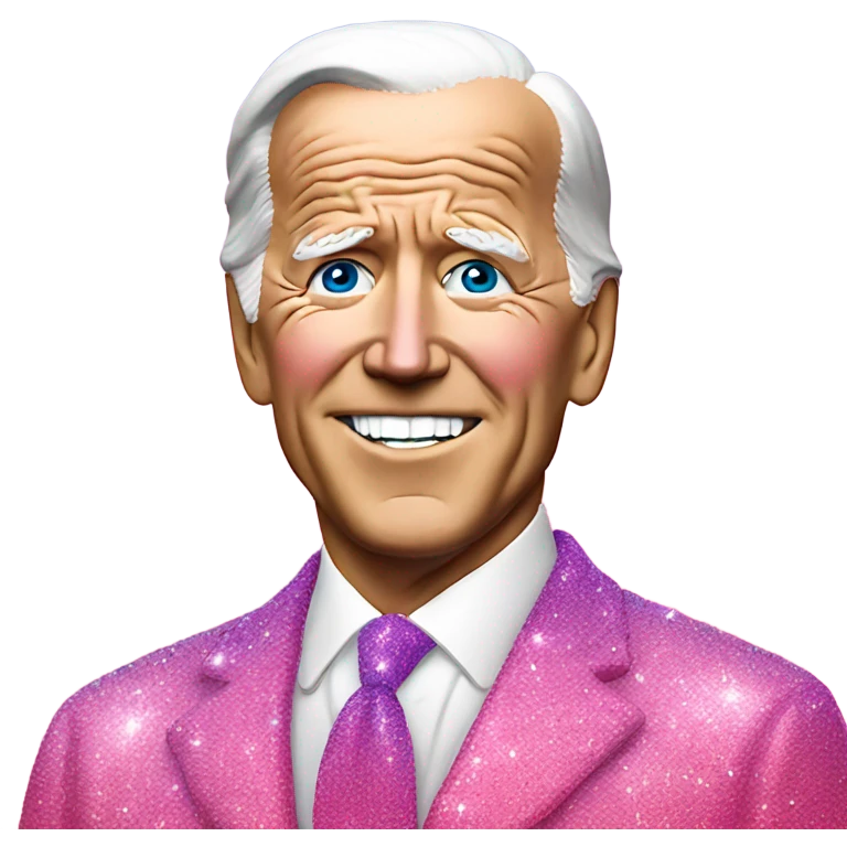 Pink ombre Joe Biden statue with glitter emoji