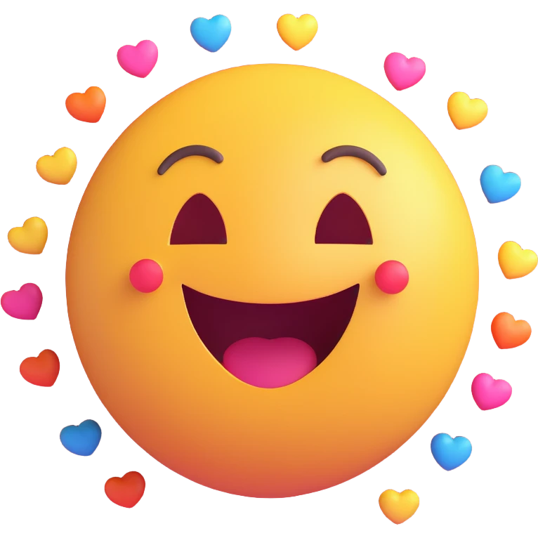happy face with hearts, joyful expression emoji