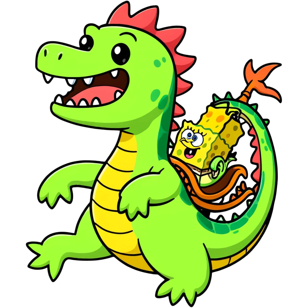 Spongebob riding a dragon emoji