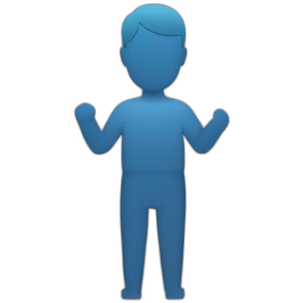 persona de cuerpo entero, de perfil, con su brazo derecho extendido en angulo de 70 grados y la palma extendida mirando hacia abajo. emoji