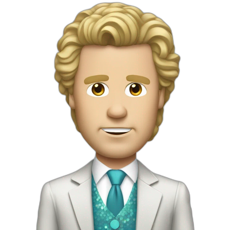 will ferrell with long straight blonde hair and disco outfit emoji