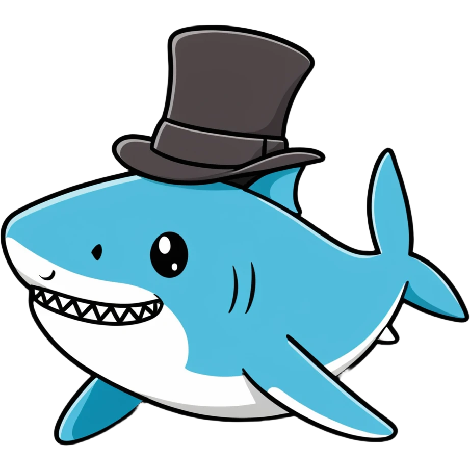 Shark with a top hat emoji
