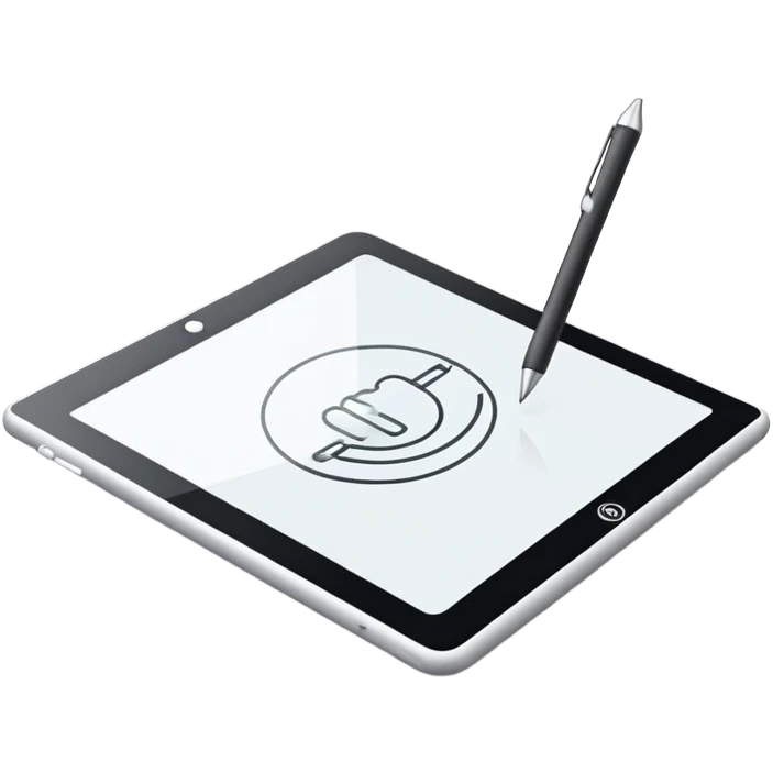 digital drawing tablet with a stylus resting on top emoji
