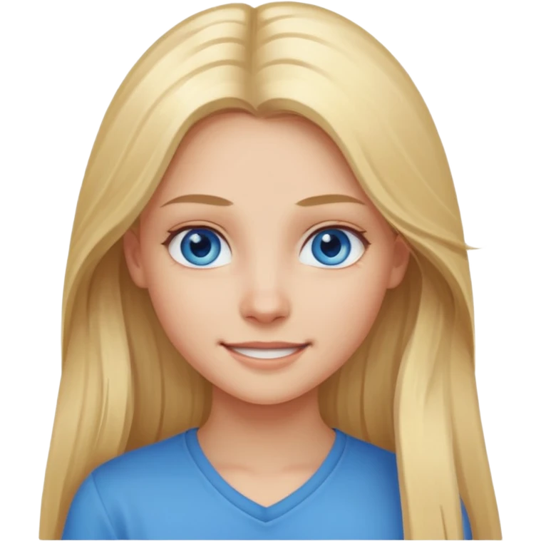 Responsibility for one's decisions and determination in the image of a smiling girl with long blond hair and she has blue eyes emoji