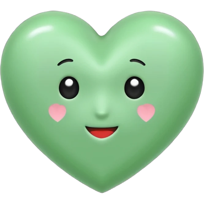 Un corazón de color verde en una tonalidad claridad sin ninguna decoración, solo el corazón  emoji