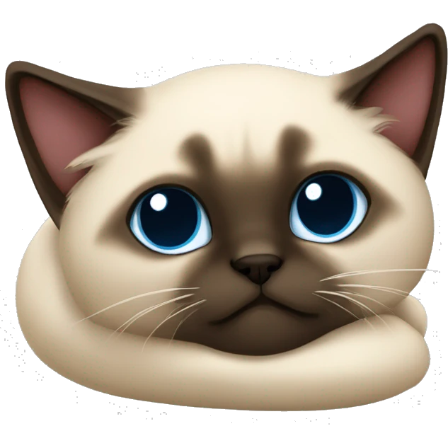 fluffy siamese cat curled up sleeping emoji