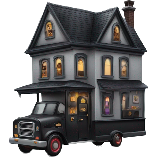 Wednesday Addams haunted dream house and food truck  emoji