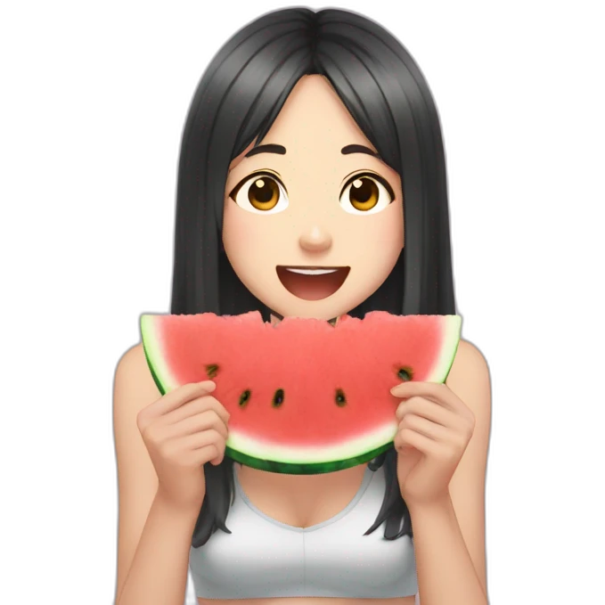 anime girl eating watermelon emoji