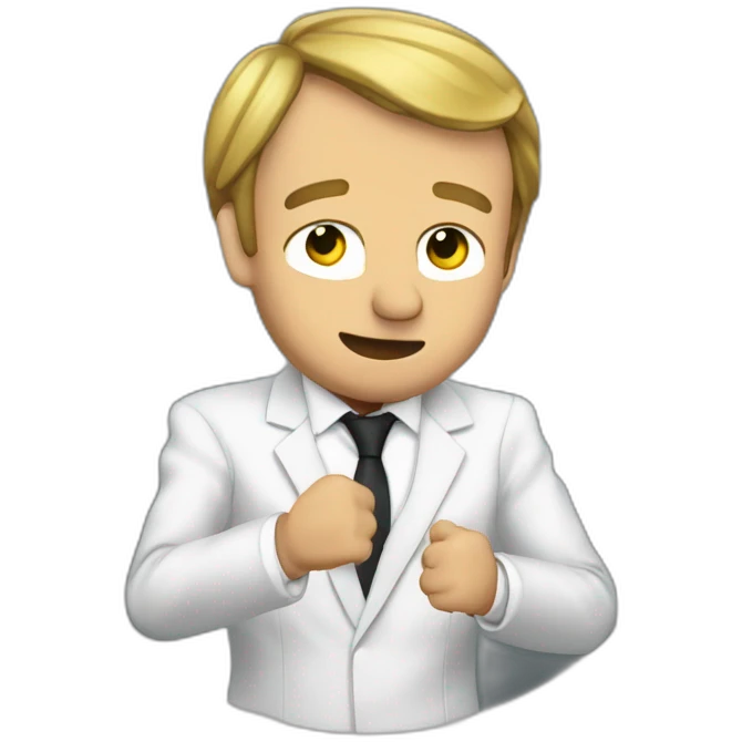 Macron faisant un dab emoji