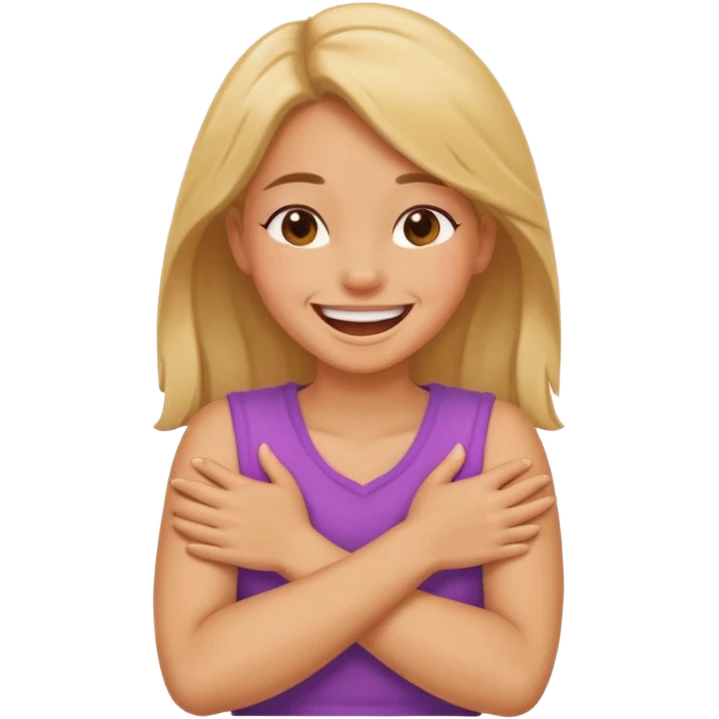Arms crossed holding neck laughing girl emoji