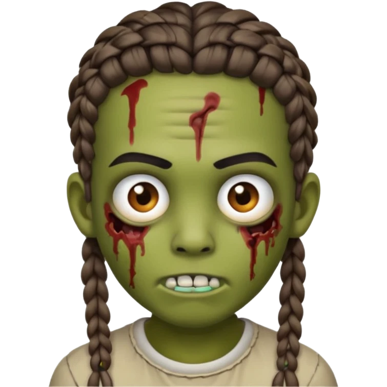 can you make an boy zombie emoji with small stitch braids and a eyebrow piercing on his right eyebrow and a diagonal eyebrow piercing on his left eyebrow emoji
