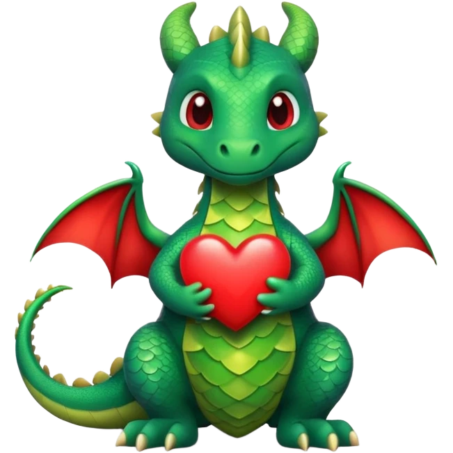 cute little dragon holding a heart emoji