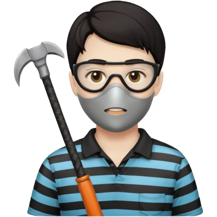 Thief with mask,crowbar and striped shirt emoji