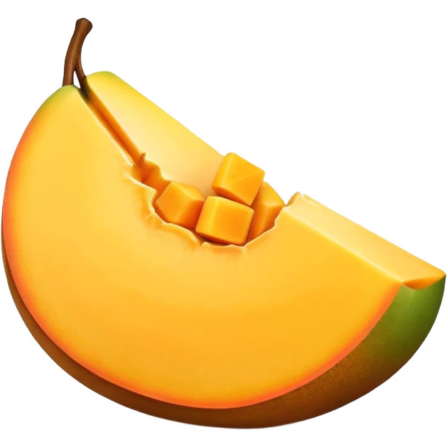 single sliced mango with cube-cut surface, minimal and flat design, bright yellow-orange, no face, no eyes, no mouth, not a character, isolated, no background elements, white background, not multiple mango cubes emoji