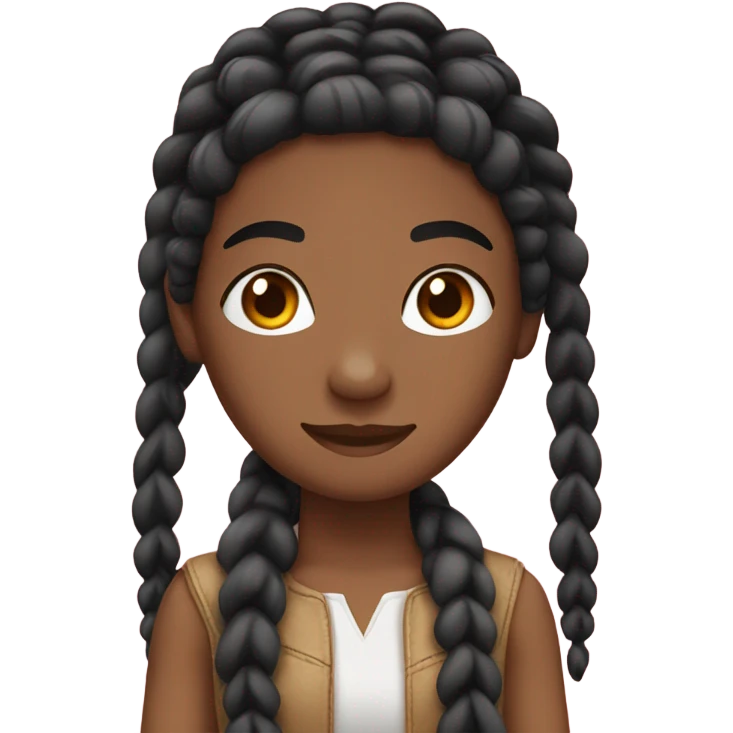 Black hair with braids and brown skin emoji