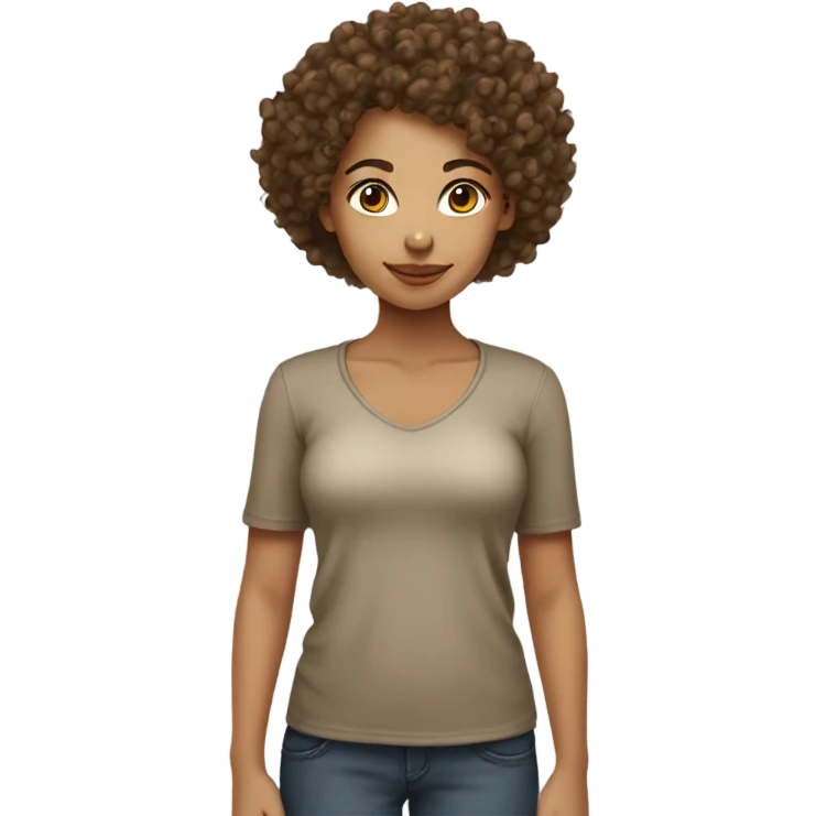Lightskin curly headed girl with brown e emoji