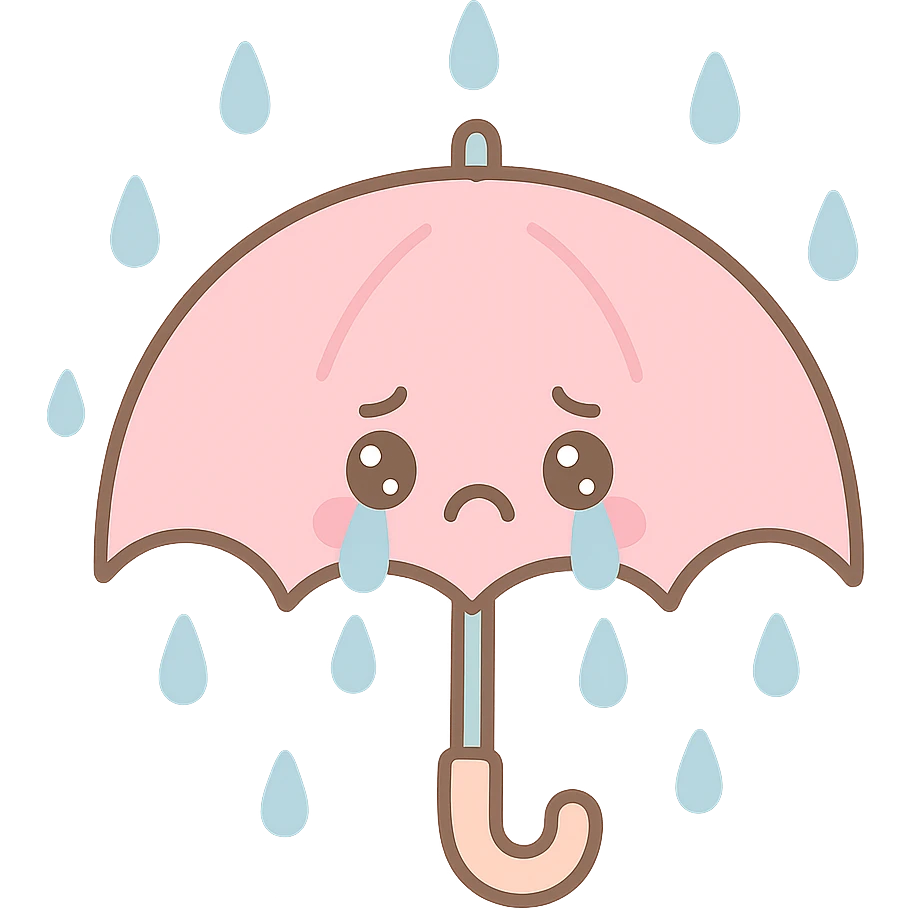 an umbrella with a face, crying under rain emoji