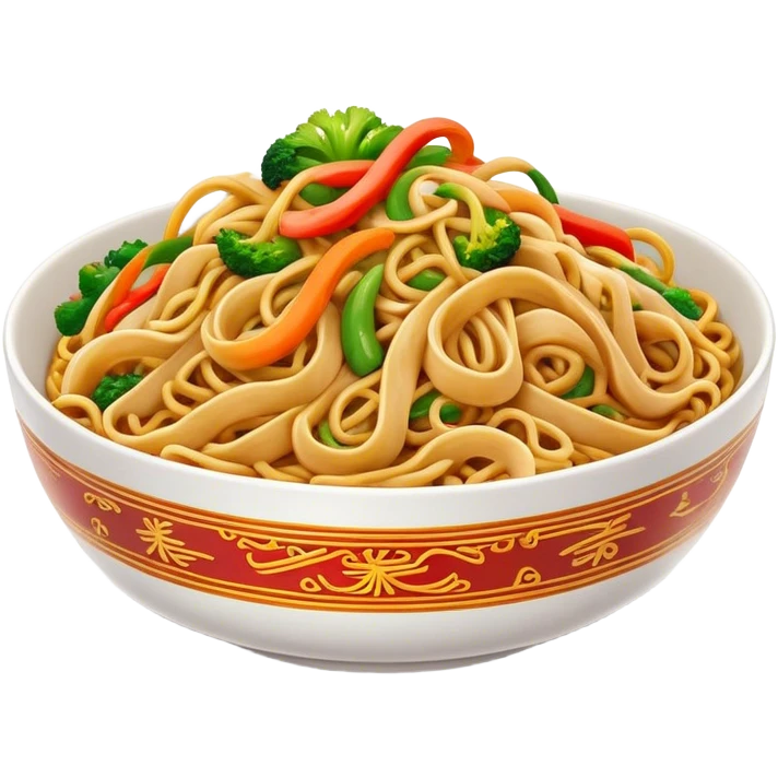 Cinematic Realistic Chow Mein Dish Emoji, showcasing stir‚Äêfried noodles with crisp vegetables and tender meat, rendered with lifelike detail and vibrant, dynamic lighting. emoji