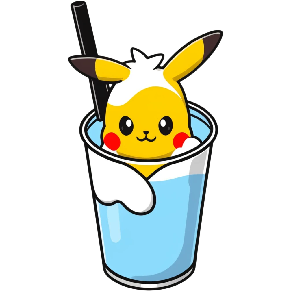 Pikachu drinking ayran emoji