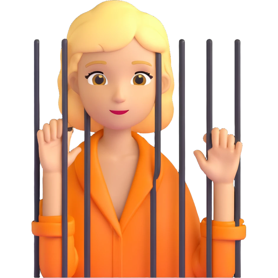 golden girl character behind jail bars emoji
