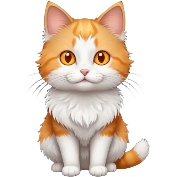 full body small short hair ginger and white cat with orange eyes  emoji