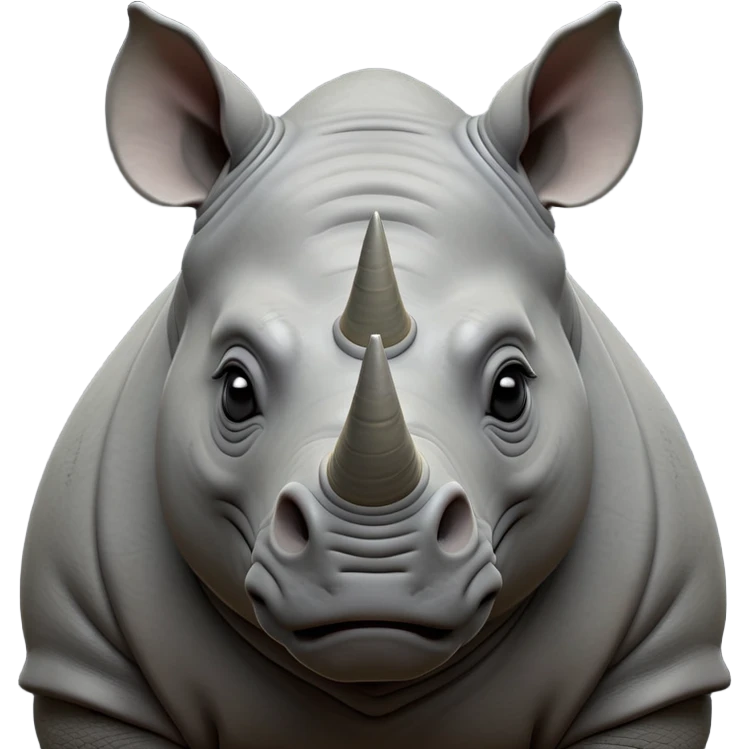 cinematic-noble-rhinoceros-portrait-emoji,-poised,-with-a-massive,-powerful-build-and-a-thick,-hide-of-slate-gray,-deep-set-soulful-piercing-eyes,-simplified-yet-sharp-and-sophisticated-features,-highly-detailed, with large black eyes, szoomed out showing houlders emoji