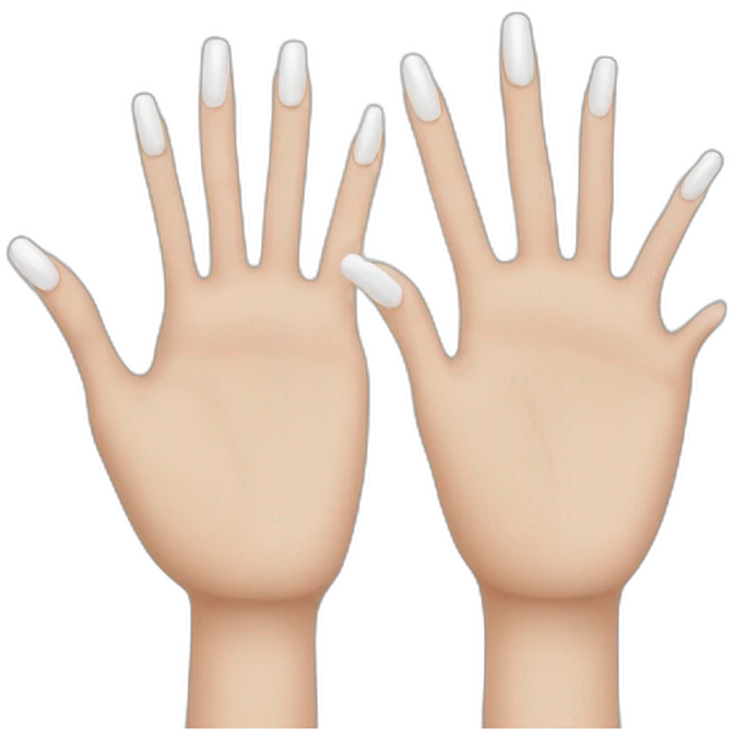 White hand white nails with 5 fingers emoji