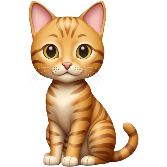 A 3D cartoon golden tabby Bengal cat with realistic striped pattern, warm lighting, natural depth, Memoji-style cinematic detail. full body or half body. emoji