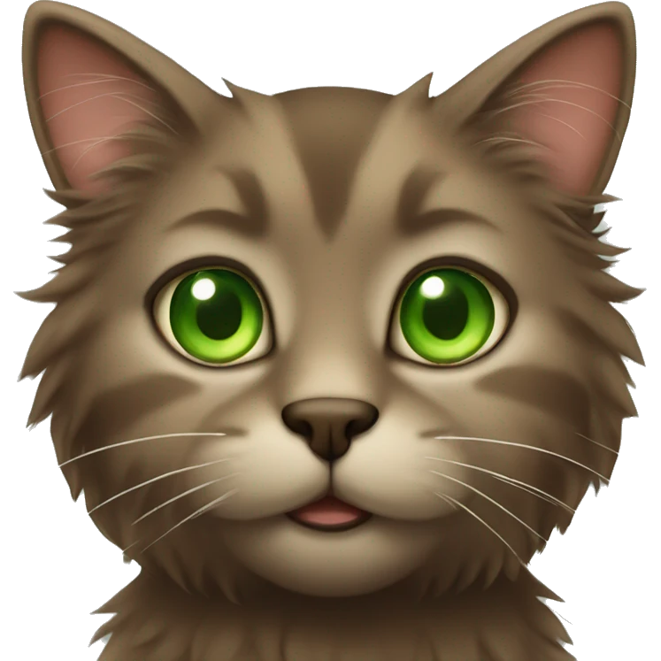 fluffy brown cat green eyes  emoji