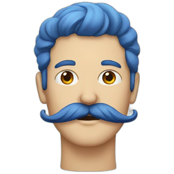 blue mustache emoji