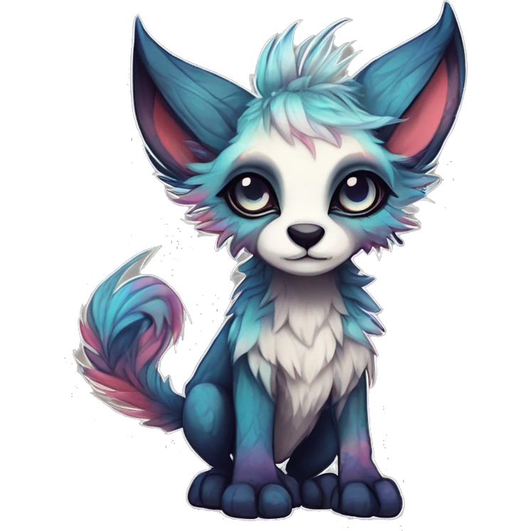 cute Kawaii edgy fantasy animal fursona Fionbri creature by griffsnuff & LiLaiRa & Falvie with exotic colors full body emoji