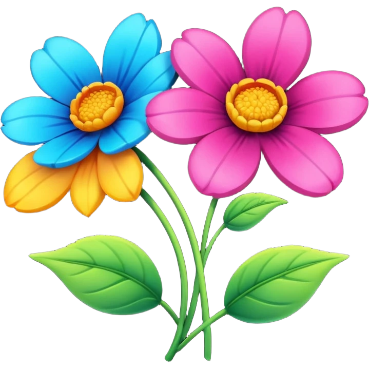  2 tane renkli çicek  emoji