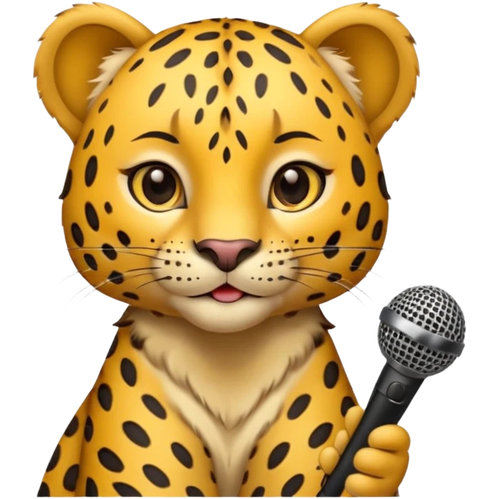 leopard der tanzt mit mikro emoji