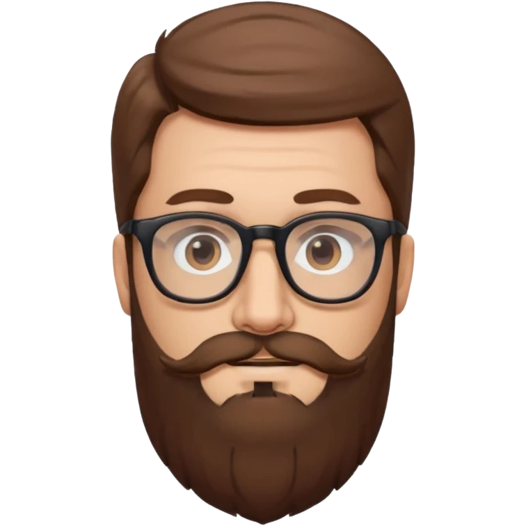 HOMME CHEVEUX BRUN LONGUE BARBE LUNETTE emoji