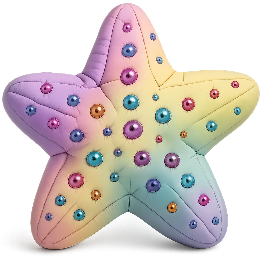 sea star, pastel rainbow colors, heavily bedazzled with gems, soft 3D plush look emoji