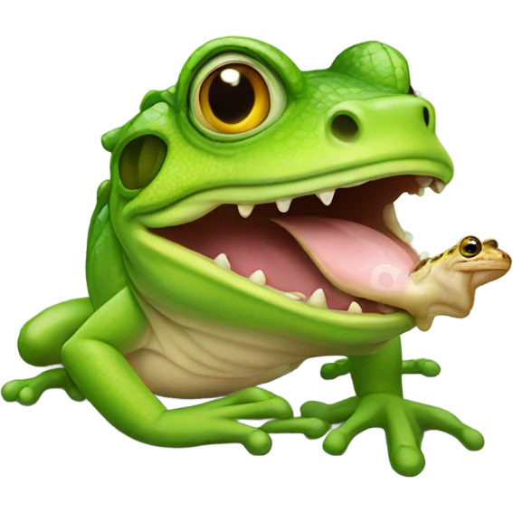 Lizard kissing a frog emoji