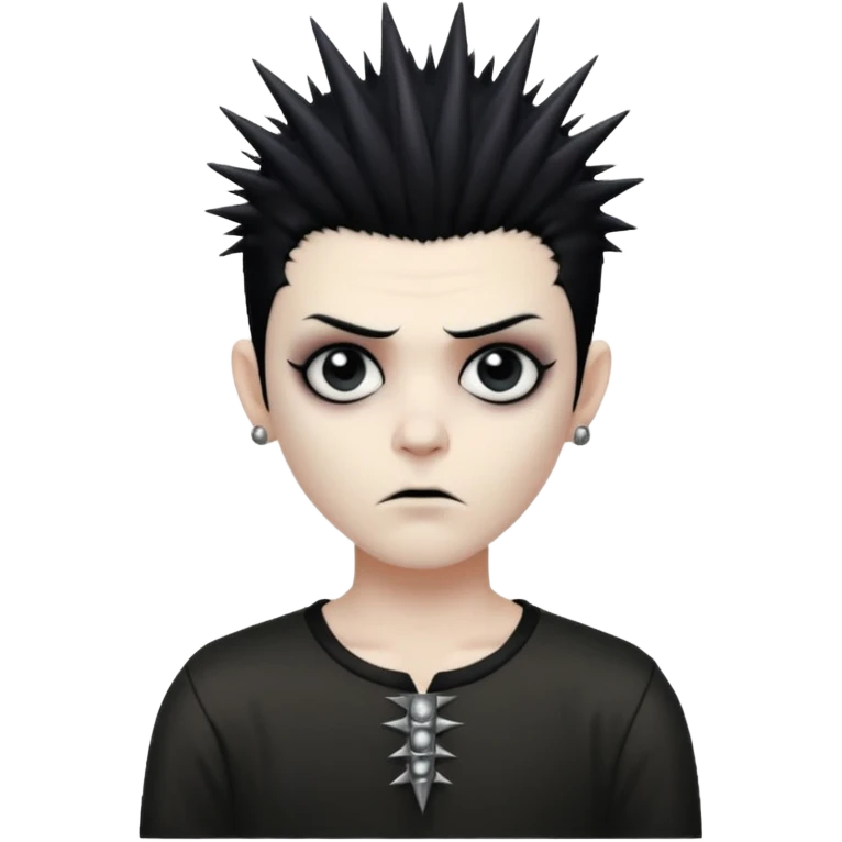 White zombie boy, spiky hair, anarchic blouse, relaxed eyes  emoji