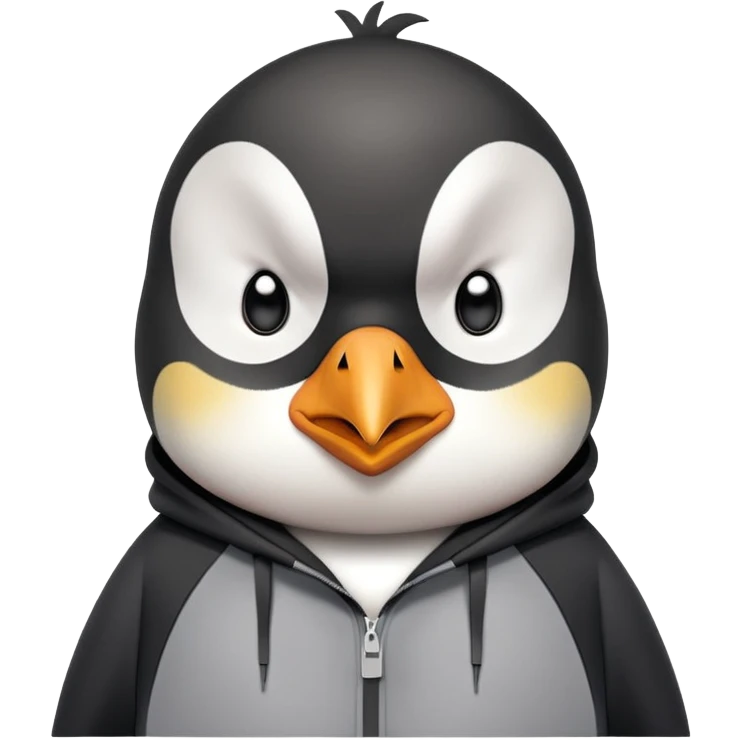 head and shoulders portrait of a friendly anthropomorphised penguin wearing a mafia-style tracksuit, soprano vibe, angry, intense brooding expression emoji