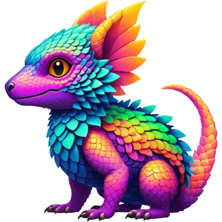 Tropical futuristic lush warm-colored neon-colored Fakémon-Trico-creature emoji