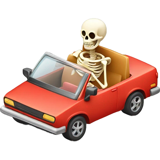 Skeleton driving Lasagna car emoji