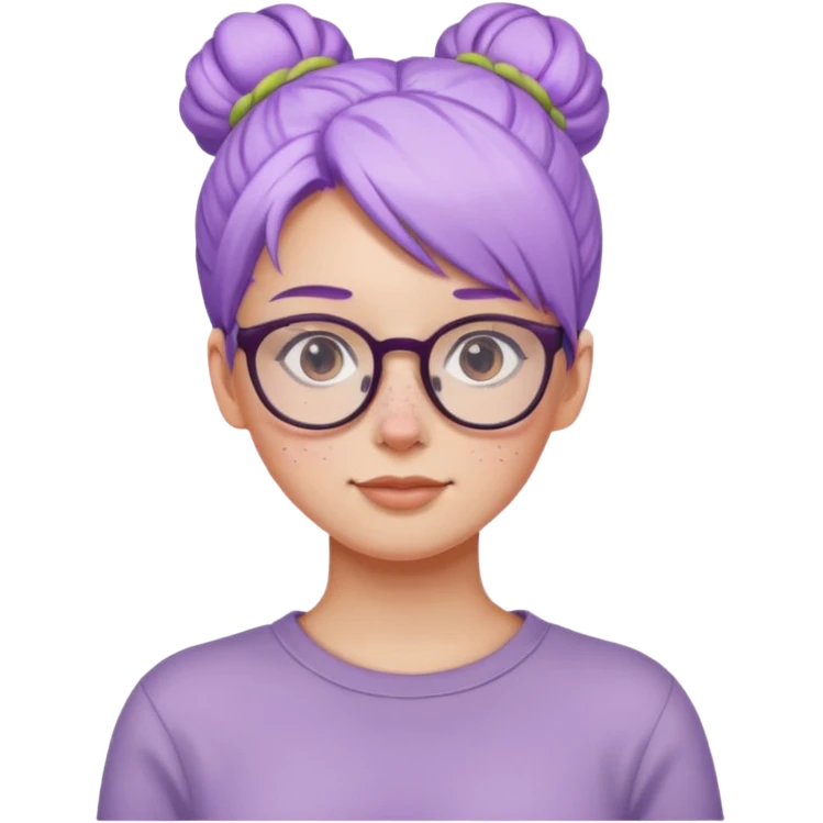 light purple hair girl bun and glassess emoji