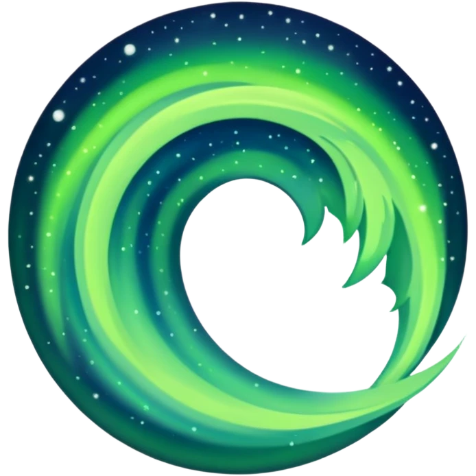 green aurora australis or aurora borealis emoji