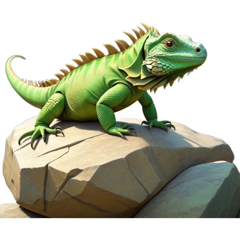 cinematic-iguana-realistic-full-body-basking-emoji,-long-scaly-body-stretched-out-on-a-sunlit-rock,-spiny-ridge-running-down-its-back,-textured-green-and-brown-skin-dappled-with-light,-sharp-intelligent-eyes-studying-the-surroundings,-long-tail-draped-over-the-stone,-simplified-yet-realistic-focused-features,-highly-detailed,-glowing-with-a-warm-tropical-glow

 emoji