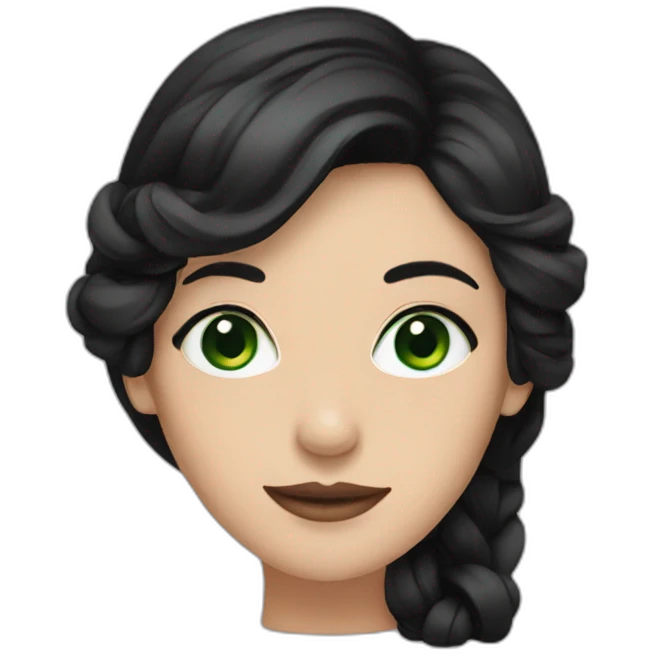 Woman with green eyes and black hair wearing a black dress emoji
