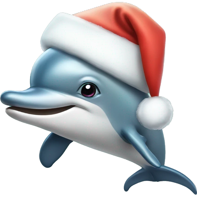 Dolphin wearing Santa hat emoji