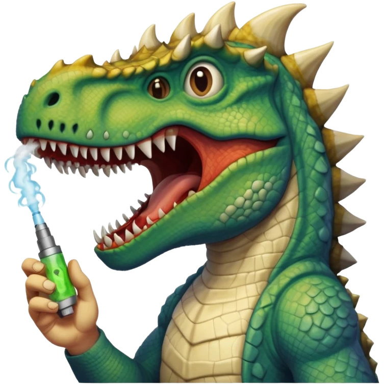 jesus has rabies and is also a dinosaur hitting a vape emoji